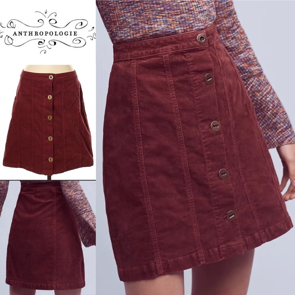 *SOLD!* Anthropologie Burgundy Curduroy Skirt
